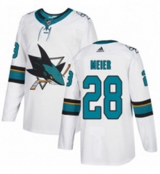 Mens Adidas San Jose Sharks 28 Timo Meier White Road Authentic Stitched NHL Jersey 