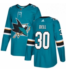 Mens Adidas San Jose Sharks 30 Aaron Dell Premier Teal Green Home NHL Jersey 
