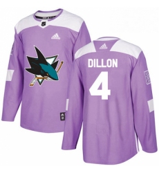 Mens Adidas San Jose Sharks 4 Brenden Dillon Authentic Purple Fights Cancer Practice NHL Jersey 