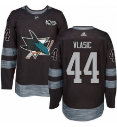 Mens Adidas San Jose Sharks 44 Marc Edouard Vlasic Premier Black 1917 2017 100th Anniversary NHL Jersey 