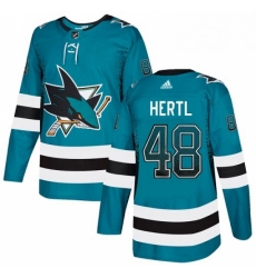 Mens Adidas San Jose Sharks 48 Tomas Hertl Authentic Teal Drift Fashion NHL Jersey 