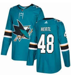 Mens Adidas San Jose Sharks 48 Tomas Hertl Authentic Teal Green Home NHL Jersey 