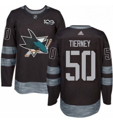 Mens Adidas San Jose Sharks 50 Chris Tierney Premier Black 1917 2017 100th Anniversary NHL Jersey 