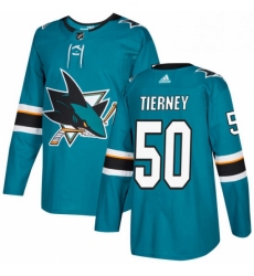 Mens Adidas San Jose Sharks 50 Chris Tierney Premier Teal Green Home NHL Jersey 
