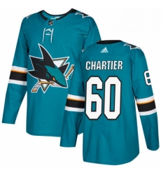 Mens Adidas San Jose Sharks 60 Rourke Chartier Authentic Teal Green Home NHL Jersey 