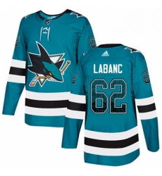 Mens Adidas San Jose Sharks 62 Kevin Labanc Authentic Teal Drift Fashion NHL Jersey 
