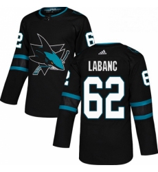 Mens Adidas San Jose Sharks 62 Kevin Labanc Premier Black Alternate NHL Jersey 