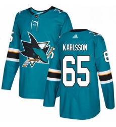 Mens Adidas San Jose Sharks 65 Erik Karlsson Premier Teal Green Home NHL Jersey 