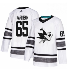 Mens Adidas San Jose Sharks 65 Erik Karlsson White 2019 All Star Game Parley Authentic Stitched NHL Jersey 