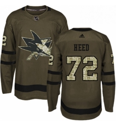 Mens Adidas San Jose Sharks 72 Tim Heed Authentic Green Salute to Service NHL Jersey 
