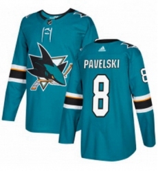 Mens Adidas San Jose Sharks 8 Joe Pavelski Authentic Teal Green Home NHL Jersey 