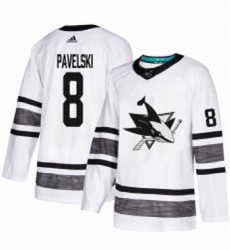 Mens Adidas San Jose Sharks 8 Joe Pavelski White 2019 All Star Game Parley Authentic Stitched NHL Jersey 