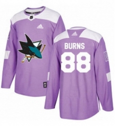 Mens Adidas San Jose Sharks 88 Brent Burns Authentic Purple Fights Cancer Practice NHL Jersey 