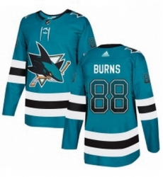 Mens Adidas San Jose Sharks 88 Brent Burns Authentic Teal Drift Fashion NHL Jersey 