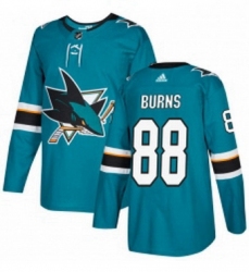 Mens Adidas San Jose Sharks 88 Brent Burns Authentic Teal Green Home NHL Jersey 
