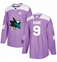 Mens Adidas San Jose Sharks 9 Evander Kane Authentic Purple Fights Cancer Practice NHL Jerse