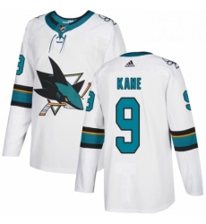 Mens Adidas San Jose Sharks 9 Evander Kane Authentic White Away NHL Jersey 