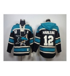 NHL Jerseys San Jose Sharks #12 marleau black-green[pullover hooded sweatshirt][patch A]