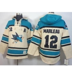 San Jose Sharks #12 Patrick Marleau Cream Stitched NHL Sawyer Hooded Sweatshirt