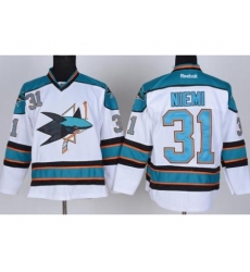 San Jose Sharks 31 Antti Niemi White NHL Jerseys