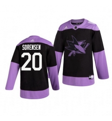 Sharks 20 Marcus Sorensen Black Purple Hockey Fights Cancer Adidas Jersey