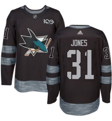 Sharks #31 Martin Jones Black 1917 2017 100th Anniversary Stitched NHL Jersey