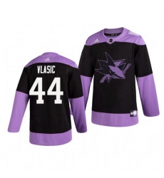 Sharks 44 Marc Edouard Vlasic Black Purple Hockey Fights Cancer Adidas Jersey