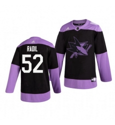 Sharks 52 Lukas Radil Black Purple Hockey Fights Cancer Adidas Jersey