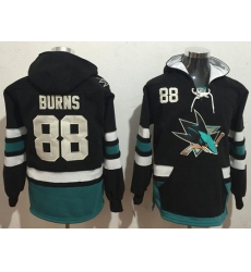 Sharks #88 Brent Burns Black Name & Number Pullover NHL Hoodie