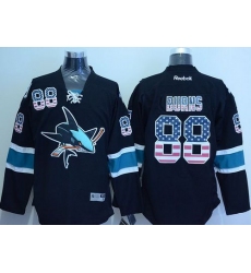 Sharks #88 Brent Burns Black USA Flag Fashion Stitched NHL Jersey