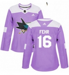 Womens Adidas San Jose Sharks 16 Eric Fehr Authentic Purple Fights Cancer Practice NHL Jerse