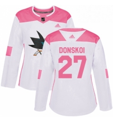 Womens Adidas San Jose Sharks 27 Joonas Donskoi Authentic WhitePink Fashion NHL Jersey 