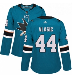 Womens Adidas San Jose Sharks 44 Marc Edouard Vlasic Authentic Teal Green Home NHL Jersey 