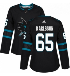 Womens Adidas San Jose Sharks 65 Erik Karlsson Premier Black Alternate NHL Jersey 