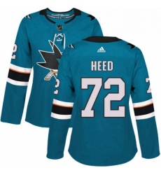 Womens Adidas San Jose Sharks 72 Tim Heed Authentic Teal Green Home NHL Jersey 