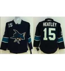 Kids San Jose Sharks 15 Dany Heatley Black NHL Jerseys