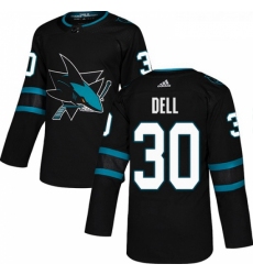 Youth Adidas San Jose Sharks 30 Aaron Dell Premier Black Alternate NHL Jersey 