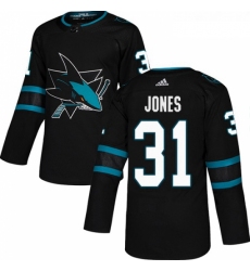 Youth Adidas San Jose Sharks 31 Martin Jones Premier Black Alternate NHL Jersey 