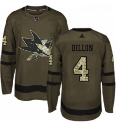 Youth Adidas San Jose Sharks 4 Brenden Dillon Authentic Green Salute to Service NHL Jersey 