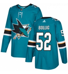 Youth Adidas San Jose Sharks 52 Brandon Bollig Authentic Teal Green Home NHL Jersey 