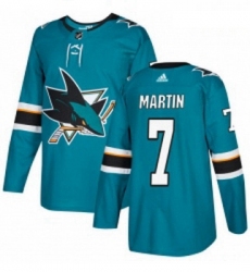 Youth Adidas San Jose Sharks 7 Paul Martin Authentic Teal Green Home NHL Jersey 