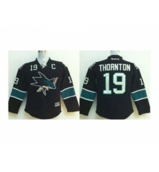 Youth NHL Jerseys San Jose Sharks #19 Thornton black[2014 new stadium][patch C]