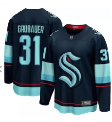 Men Seattle Kraken 31 Paul Grubauer Navy Blue Adidas Stitched NHL Jersey