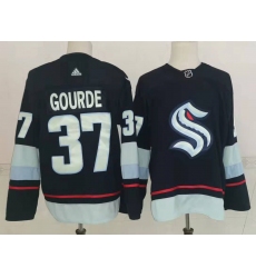 Men Seattle Kraken 37 Yanni Gourde Navy Blue Adidas Stitched NHL Jersey