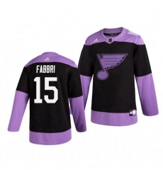 Blues 15 Robby Fabbri Black Purple Hockey Fights Cancer Adidas Jersey