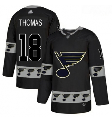 Blues #18 Robert Thomas Black Authentic Team Logo Fashion Stitched Hockey Jersey