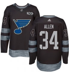 Blues #34 Jake Allen Black 1917 2017 100th Anniversary Stitched NHL Jersey