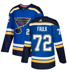 Blues 72 Justin Faulk Blue Home Authentic Stitched Hockey Jersey