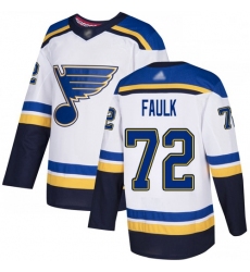 Blues 72 Justin Faulk White Road Authentic Stitched Hockey Jersey