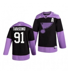 Blues 91 Vladimir Tarasenko Black Purple Hockey Fights Cancer Adidas Jersey